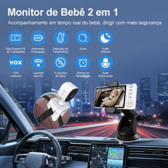 Cámara portátil con visión nocturna y soporte para monitor de bebés