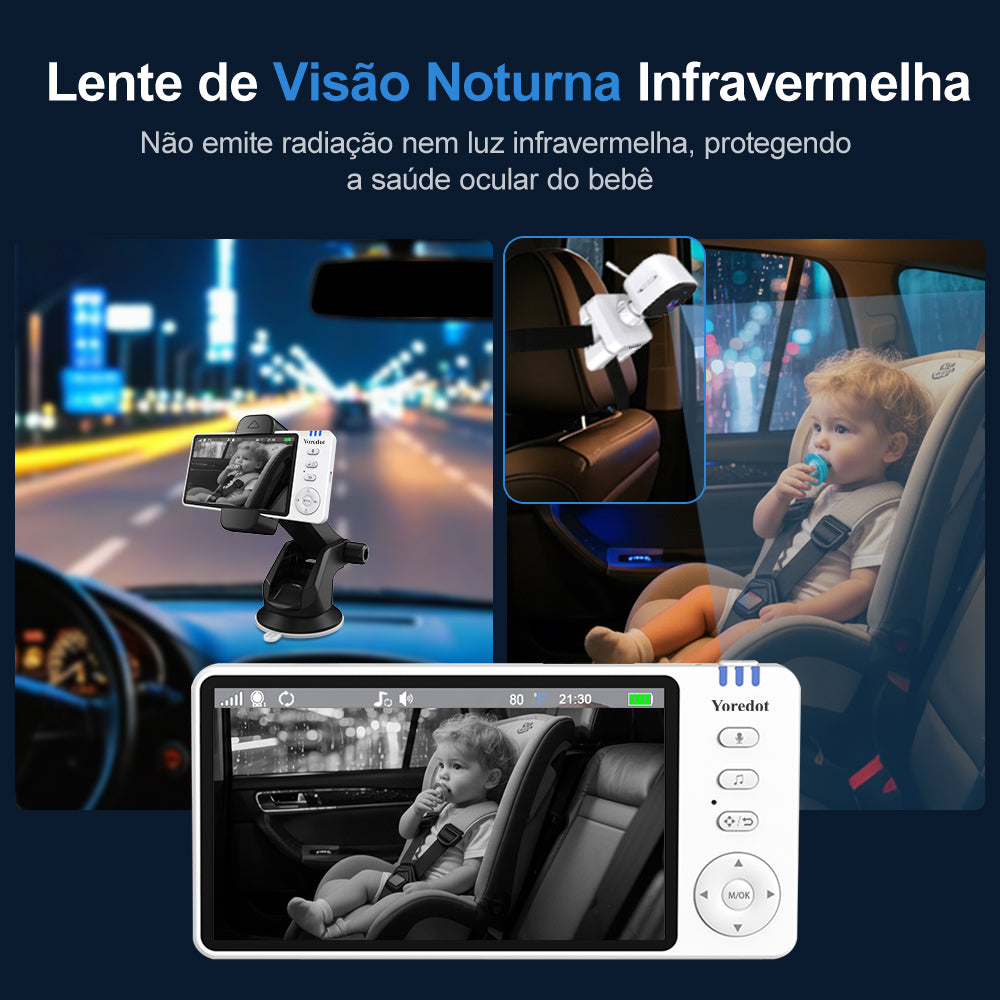 Cámara portátil con visión nocturna y soporte para monitor de bebés