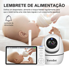 Cámara Vigilabebés S/Cable Visión Nocturna Pantalla Grande LCD de 5'' Alta Definición Y-1001 Alarma Multifuncional con Micrófono