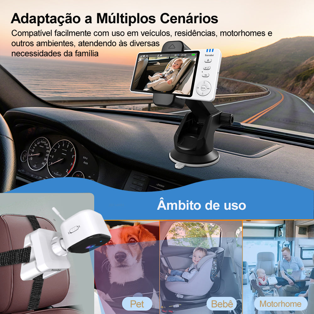 Cámara portátil con visión nocturna y soporte para monitor de bebés