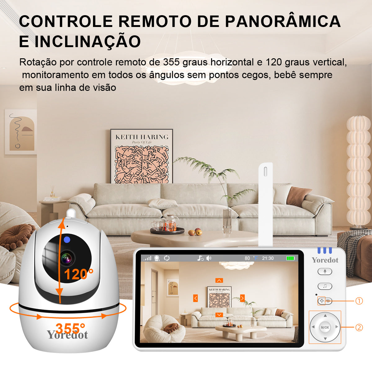 Cámara Vigilabebés S/Cable Visión Nocturna Pantalla Grande LCD de 5'' Alta Definición Y-1001 Alarma Multifuncional con Micrófono
